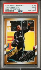 2021 TOPPS CHROME FORMULA 1 LEWIS HAMILTON GOLD REFRACTOR #146 MINT 9 - Picture 1 of 2