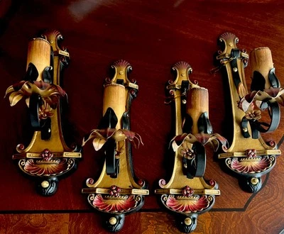 Arandelas de parede Moe Bridges antigas espanhol revival assinadas 4 disponíveis originais - Imagem 1 de 4