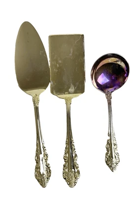 3 Piezas Wallace ANTIGUO BARROCO Oro Electroplato Servir Piezas Cucharón KC B Foto 1 de 4