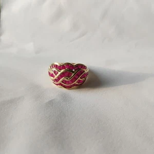 10K YELLOW GOLD VINTAGE NATURAL 45 RUBY RING SIZE 8 - Picture 1 of 5