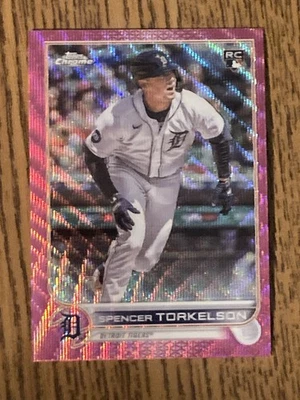 2022 Topps Chrome Update Spencer Torkelson RC Pink Wave Refractor USC100 Tigers - Image 1 of 2