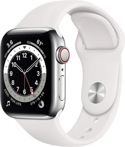Apple Watch Series 6 Stal nierdzewna 44MM - Srebrny/Biały - Wi-Fi - A2292 - Zdjęcie 1 z 12
