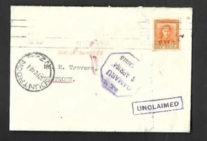 NUEVA ZELANDA, 1948 CUBIERTA INTERNA A DUNTROON, CACHÉS SIN RECLAMAR, - Imagen 1 de 1