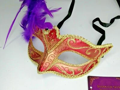 PURPLE Feathers Mask of Masquerade - Venetian Costume Party Ball cosplay BN#106 - Image 1 of 3