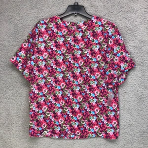 Sara Stephen Blouse Womens Large Multicolor Floral Jewel Neck Ladies L NEW - Picture 1 of 7