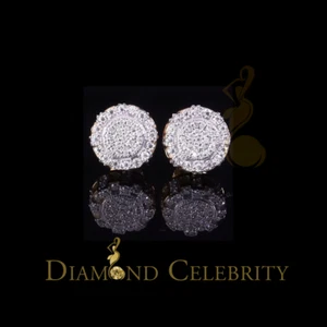 925 Silver Yellow 0.50ct VVS 'D' Moissanite Men's/Womens Round Stud Earrings - Picture 1 of 12
