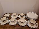 Poterie poterie cannelle 19 pièces tasses soucoupes assiettes et bol à sucre en Angleterre 