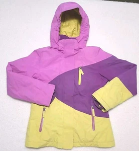 Lands' End Kids Ski Jacket Girl's M Purple Hooded Multi Pocket Snow Grow A Longs - Picture 1 of 13
