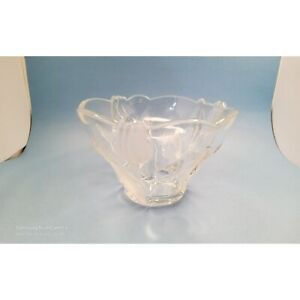 vintage mikasa crystal satin frosted heavy glass tulip pattern bowl.