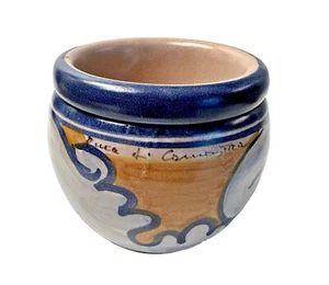 Desuir Sicily Italian Pottery Planter Pot in Pot Signed Swirl Hand Painted 4x4" - Picture 1 of 7