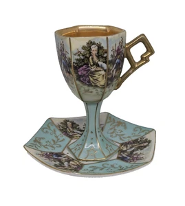 Juego de taza de té y platillo vintage posiblemente Ardalt #6165 un pequeño borde dorado de 4,25" de alto - Imagen 1 de 7