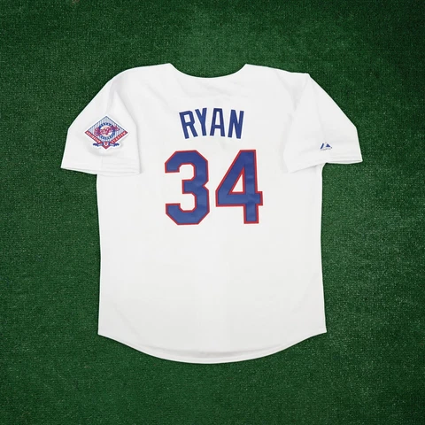 Nolan Ryan 1993 Texas Rangers Cooperstown Men's Home White Jersey w/ Patch Cover