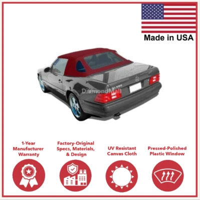1990-02 Mercedes R129 SL Convertible Soft Top w/DOT Approved Window BURGUNDY - Image 1 of 4