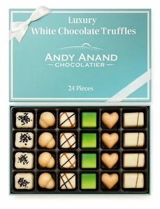 Andy Anand Luxury Belgian White Chocolate Truffles 24 Pc, Ship 2nd Day Air - Picture 1 of 7