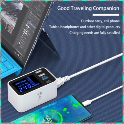 Multi-functional 3USB+1PD 5V/3A smart AC adapter digital display travel charging - Image 1 of 4
