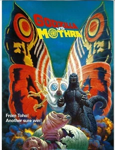 GODZILLA VS MOTHRA TOHO BIFOLD FILM FLYER PINUP 4 SEITEN/SEITEN 8 1/4 X 11 3/4 - Bild 1 von 2