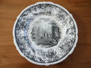 Utensilios de transferencia antiguos paisajes de parque chino de Londres plato de cena pájaros y flores - Imagen 1 de 16