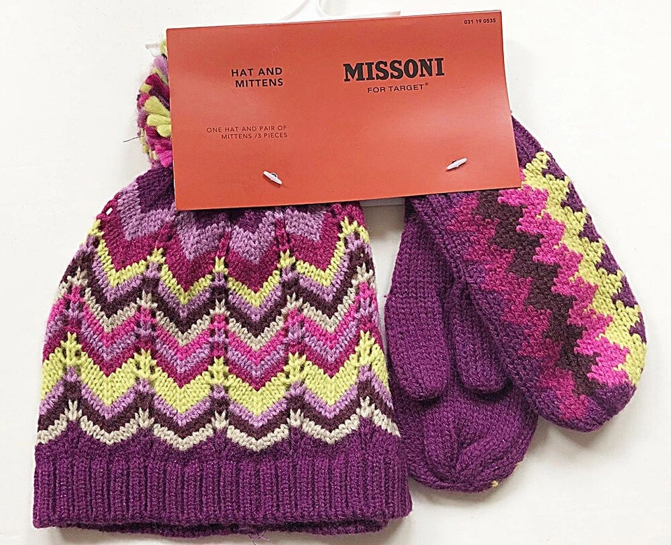 Missoni for Target Conjunto de Sombrero y Mitones Tejidos para Niños Uva Zigzag Nuevo con Etiquetas Foto 1 de 1