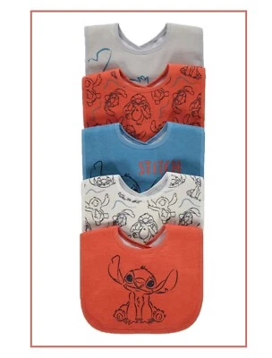 DISNEY, DISNEY BABY, GEORGE Disney Baby Mädchen Jungen Lilo & Stich 5er-Pack große Überkopf-Charakter-Lätzchen NEU