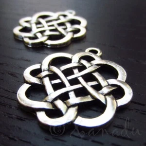 Celtic Knot Charms 31mm Antiqued Silver Plated Pendants C3768 - 2, 5 Or 10PCs - Picture 1 of 3