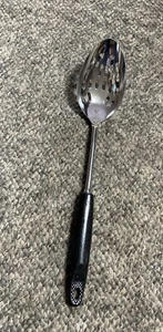 VTG EKCO Slotted Spoon Chromium Plated Black Plastic USA 12 Inches MCM 70's 80's - Picture 1 of 8