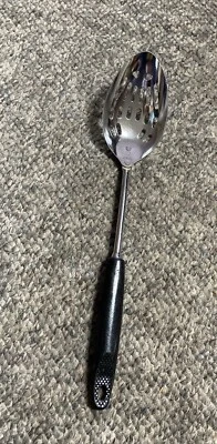 VTG EKCO Slotted Spoon Chromium Plated Black Plastic USA 12 Inches MCM 70's 80's - Image 1 of 4