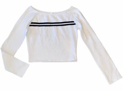 Malibu Sugar girls long sleeve striped crop top L(14) - Image 1 of 2