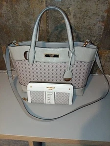 River Island Grey Monogram/Croc Handbag And Purse ✨Perfect Condition! ✨ - Picture 1 of 23