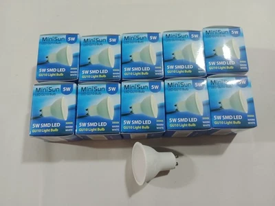10 x Minisun 5W GU10 LED Bulbs 3k Warm White 110° SpotLight Light Lamp 50W