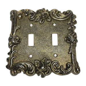 Vintage 1967 American Tack & Hardware 60TT Double Switch Plate Cover Ornate Rose - Bild 1 von 5