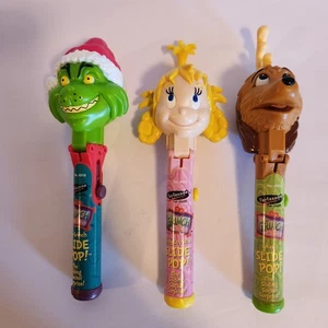 3 Vintage Grinch Cindy Lou Who & Max leere Slide Pop Süßigkeiten Spender - Bild 1 von 1