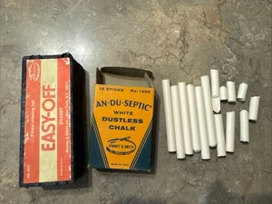 Vintage An-Du-Septic White Dustless Chalk No. 1400 Binney & Smith & Radierer - Bild 1 von 2