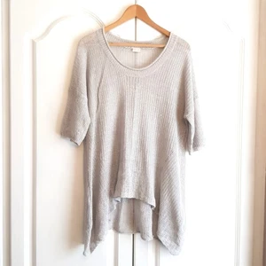 Poetry - UK 16 Light Grey Linen Loose-Knit Tunic Top - Picture 1 of 7