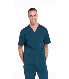 Unisex Nurse Medical Microfiber Scrub Set, 6 Pockets, Short Sleeves, Comfortable - Picture 1 of 1