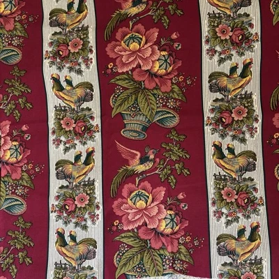 Tela Waverly “Rochelle” Gallo Floral 1.04 Yardas 56” Ancho Cabaña Campo Rojo Foto 1 de 3