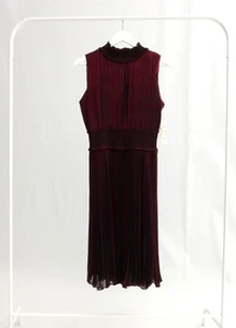 Nanette Lepore Dress Pleated Glitter High Neck Black Red Size 10 BNWT - Picture 1 of 7