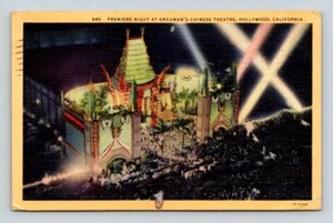 Hollywood California Grauman's Premiere Night Theatre Postcard 1945 - Picture 1 of 2