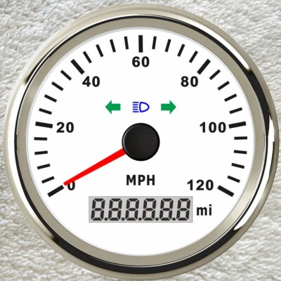 85MM GPS 120MPH Speedo with Indicator Lights Odometer For Car Truck Marine White - Image 1 of 4
