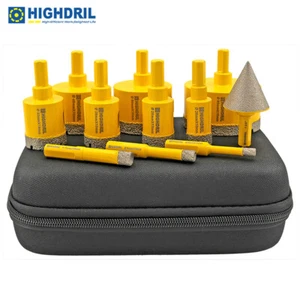 Diamond Drilling Core Bit Set Hole Cutter Chamfer Bit for Marble Ceramic 11pcs - Picture 1 of 11