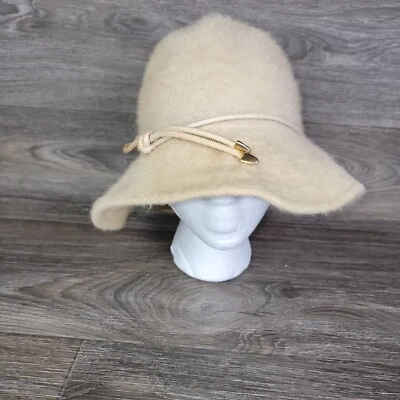 Sombrero de piel estilo Cloche vintage exclusivo de Marche beige rubio blanco roto 22,5 221/2 Foto 1 de 4