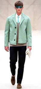 Nueva Hermosa Corbata de Diseñador para Hombre Burberry Prorsum Verde Agua Cachemira SOLO CORBATA - Imagen 1 de 2