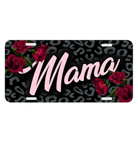 Placa de matrícula Roses Cheetah negra gris con monograma de coche con estampado de leopardo - Imagen 1 de 9
