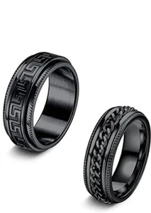2 PC Stainless Steel Spinner Rings SZ 8 Unisex Stress Relieving New 2508 - Picture 1 of 5