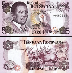 Botswana 5 Pula 1992, UNC, P-11a, Sign 6a - Picture 1 of 3