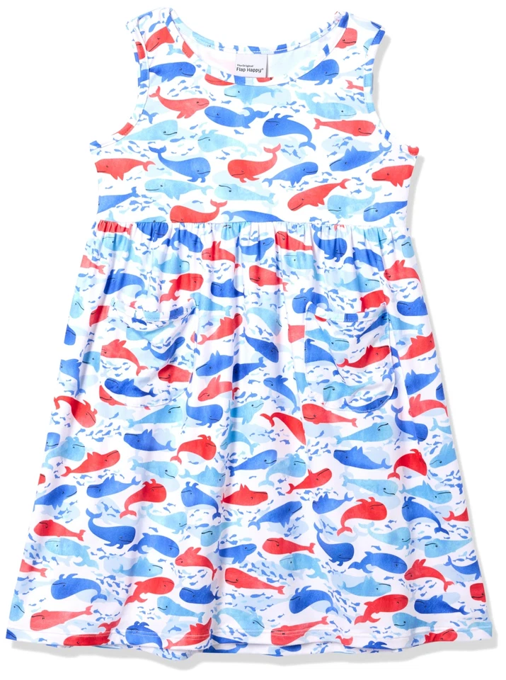 Vestido Flap Happy Girls UPF 50+ Dalia con Bolsillos, Splish Splash Azul Ballena 2 Foto 1 de 1