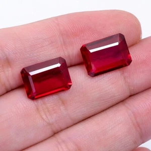 Ruby Pair Gemstone Ruby Octagon Shape Cut Stone Loose Gemstone Pair - Picture 1 of 3