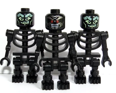 Lego 3 Black Skeleton Minifigure Halloween Monster Castle Army