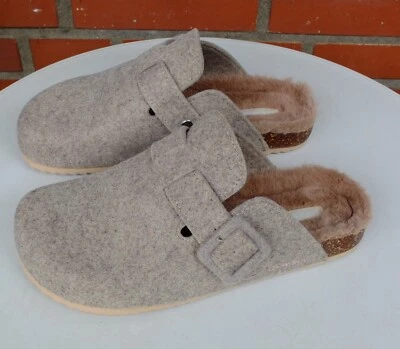 Romika Clog Buckle Bio-Clog Hausschuhe mit Fell Gr. 38 - Beige meliert - Bild 1 von 4