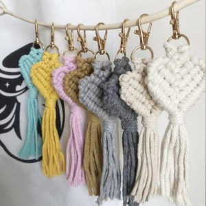 Handmade Woven Rope Keychain Boho Macrame Tassel Charm Heart shape Keyring Decor - Picture 1 of 38