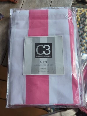 Nueva Falda Cama PINE CONO HILL Alex Paneles Rayas Rosa Fucsia Talla KING Foto 1 de 4